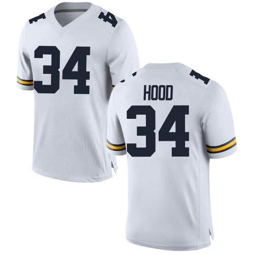 Jaydon Hood Michigan Wolverines Men's NCAA #34 White Game Brand Jordan College Stitched Football Jersey YPI8454GX